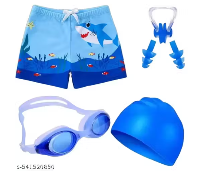 Boys swimming costumes with Google , Cap ,nose plug and ear plug