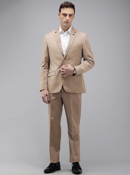 Solid Single Breasted Slim Fit 2 Piece Formal Suits