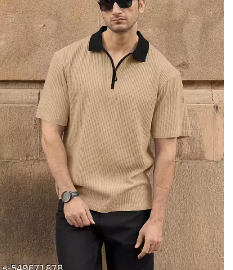 Half Sleeve Polo Neck Zipper T-shirt For men