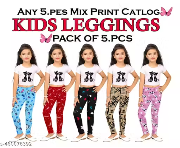 GIRLS PRINTED LEGGINGS MIX PRINT CATALOG LEGGINGS (PACK OF 5)