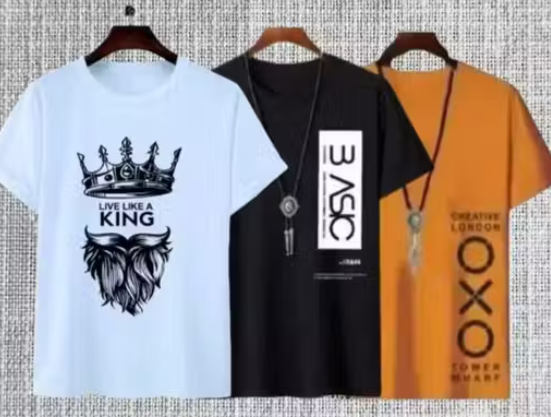 Round Neck Printed Polyester Tshirt For Men