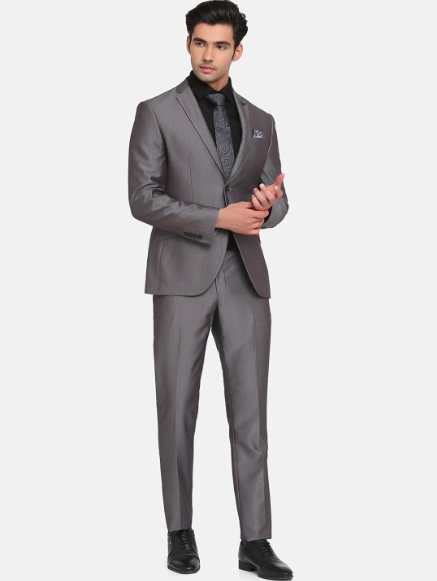 Charcoal Grey Solid Slim-Fit Single Breasted 2-Piece Suit