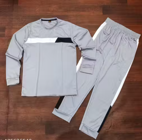 Lycra Blend Casual Regular Fit Striped Tracksuit for Men
