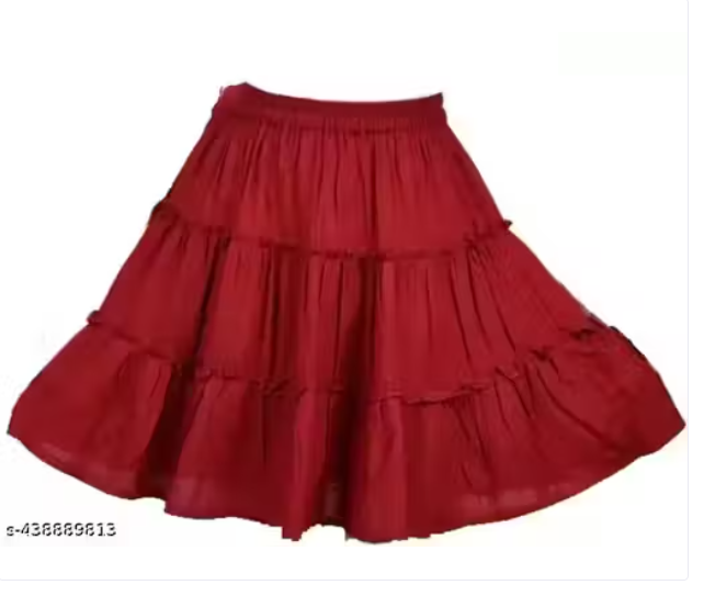 Klowvila Fashion Kids causal wear Frill Panel Polycrape Skirt