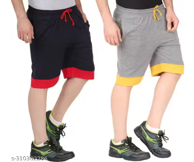 Trendolo Fully Comfortable Grey & Navy Blue cotton shorts for men combo with Zip Pocket | Perfect Fit | Soft Cotton Nicker | Bermuda Shorts | Casual Wear | Loungewear | Sportswear | Active combo Short