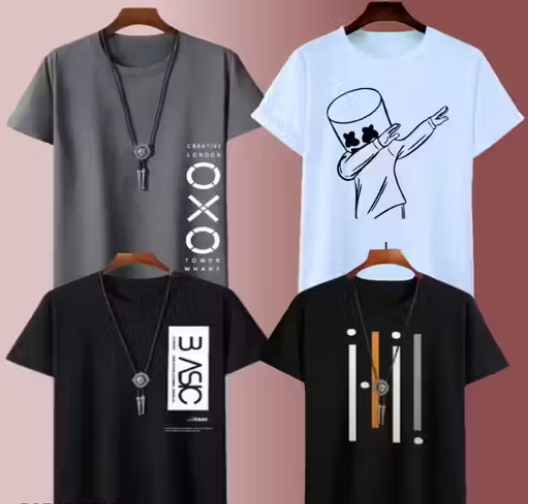 Men's Classic Round Neck T-Shirt Pack Of 4 Pcs