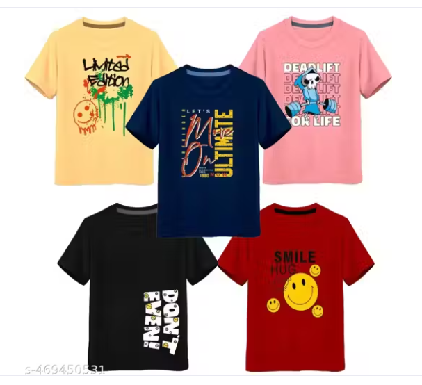COOL, CASUAL TEES FOR BOYS PACK OF 5