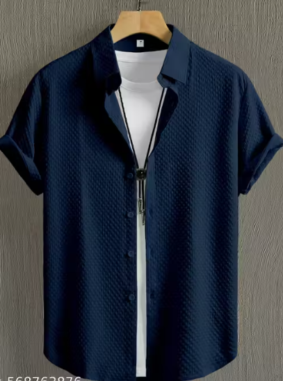 KAKIDO Cotton Blend Regular Fit Solids Half Sleeves Men's Casual Shirt