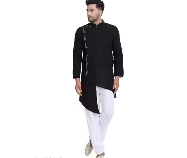 Men's Tunic Cotton Angrakha Kurta Pajama Party Wear Dress Suit