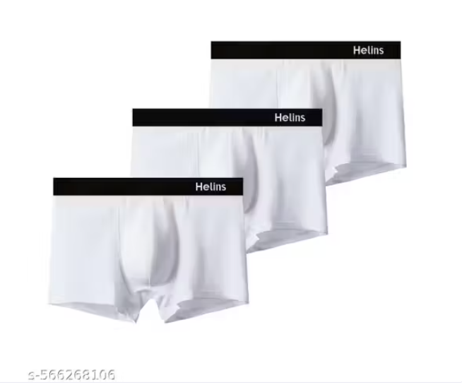 Helins Men's Plain White Underwear Combo Pack Of 3