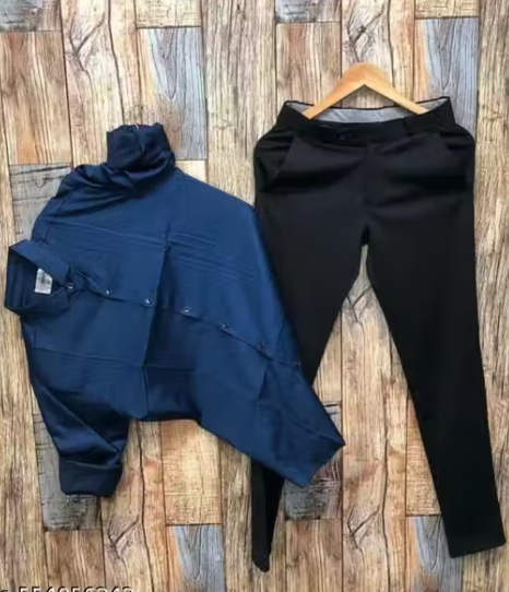 Mans Stylish Shirt Pent Pair trouser lowers uppers cotton shirt Men Regular Fit Solid Curved Collar Casual Shirt