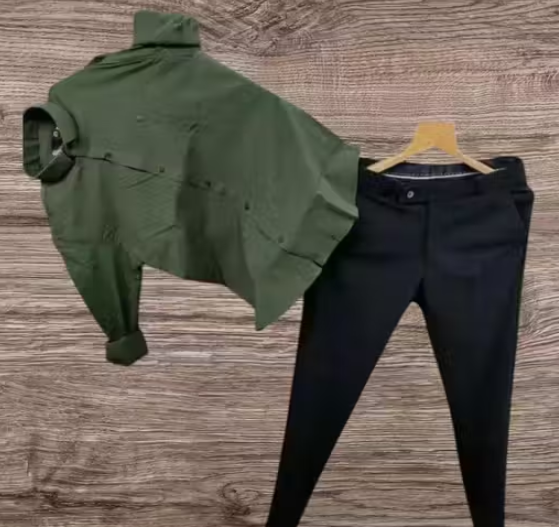 Men Linen Blend Ethnic Top & Pent Set