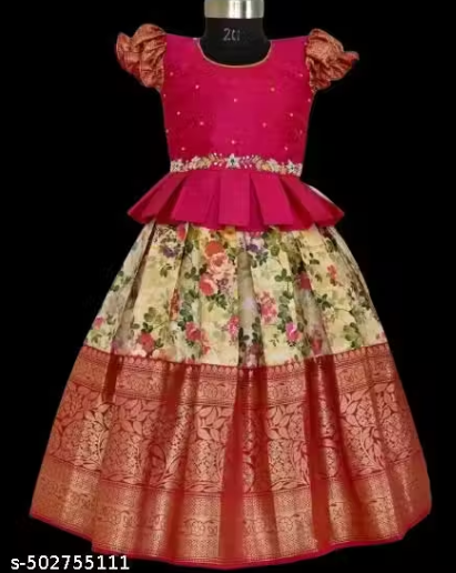 Princess Classy Kids Girls Lehanga Cholis,Girl's Readymade Lehenga Choli Set,Girls Lehenga Choli Ethnic Wear, Fusion Wear, Party Wear, Western Wear Self Design Lehenga Choli,Girl's Latest Lehenga chol