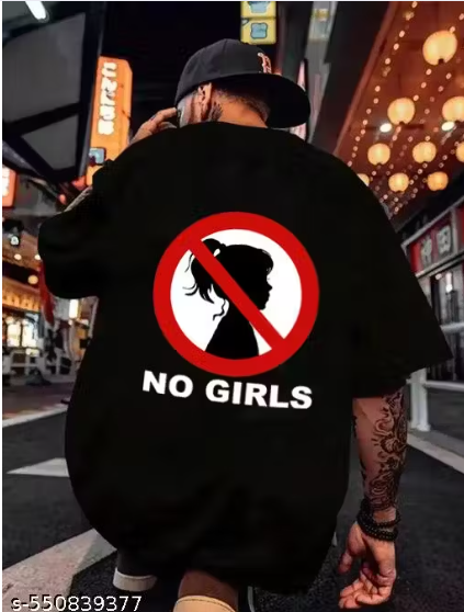 new trendy mens oversize black t shirt with no girls print