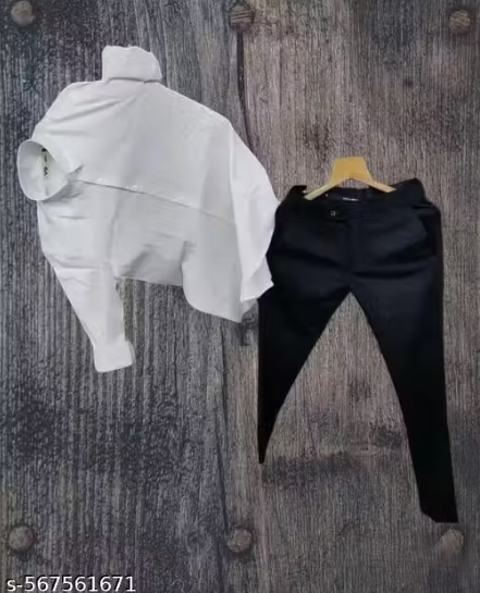 Men Linen Blend Ethnic Top & Pent Set