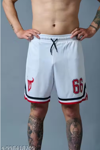 Go Devil Solid Men White Sports Shorts